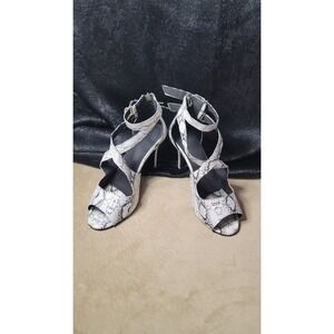 White Snakeprint Shortie Heels Women's US 9 EU 40 Preloved